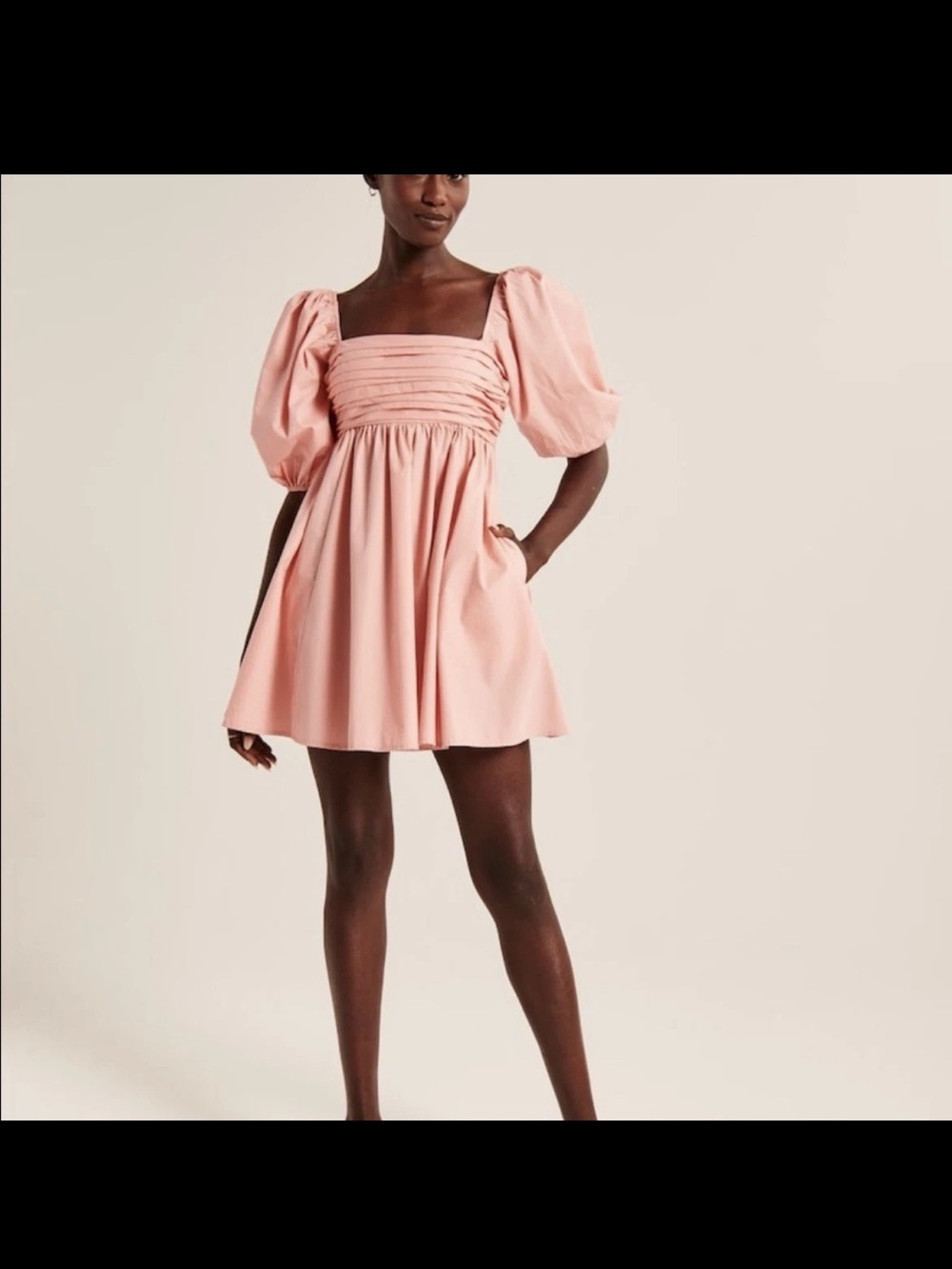 NWT Abercrombie Pink Puff Sleeve Babydoll Mini Dress Women’s Small